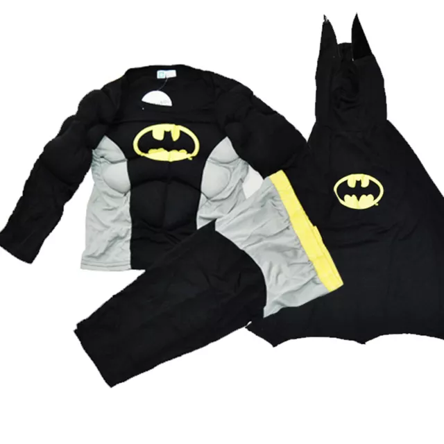 New Size 2-12 Kids Child Batman Grey Muscle Party Costumes Boys Toddler