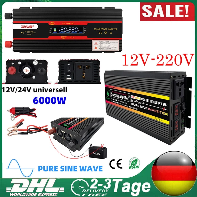 1500W Wechselrichter 12V Auf 230V Reiner Sinus Spannungswandler Mit LED