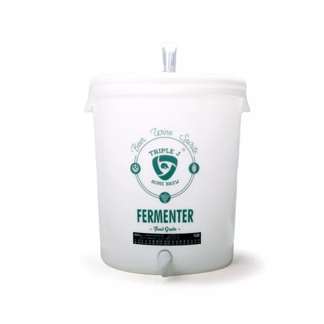 Triple J 30 Litre Pail Smooth Fermenter with Air Lock Thermometer Tap Home Brew