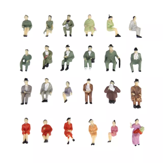 24pcs Seated People Passangers Figures Model Train Railway Layout HO Scale 1:87