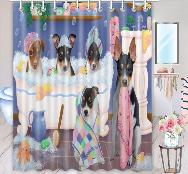 Halloween Rat Terrier Dog Shower Curtain Bathtub Screens Personalized Hooks