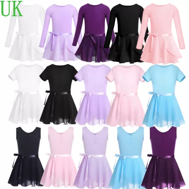 Girls Ballet Dance Dress Leotard+Tutu Skirt Kids Ballerina Dancewear Outfits Set