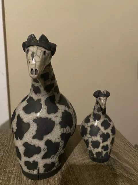 Raku Giraffe’s Crazy Clay Gerhard de Beer South Africa Mother Giraffe And Baby