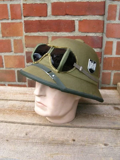 Tropenhelm Afrikakorps Wehrmacht DAK mit Staubschutz Brille 2