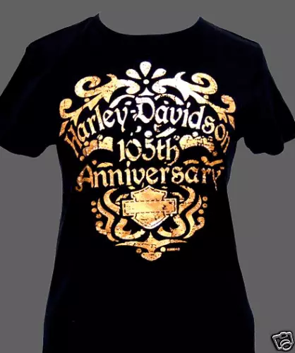 HARLEY DAVIDSON  LADIES 105th Anniversary Gold Foil Top SHIRT S/S [NEW]