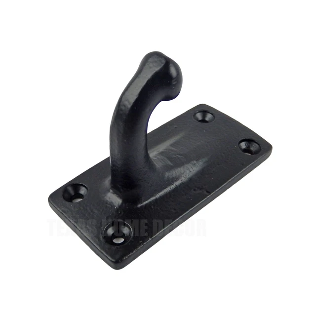 Black Farmhouse Single Wall Hook Cast Iron Key Coat Towel Hanger Powder Coated 4