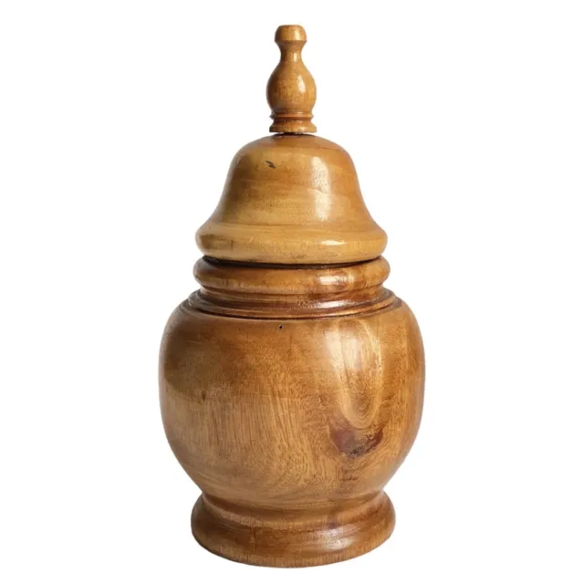 Vintage Treen Jar Turned Wood SIGNED Spice Box Pot with Lid Vessel Trinket
