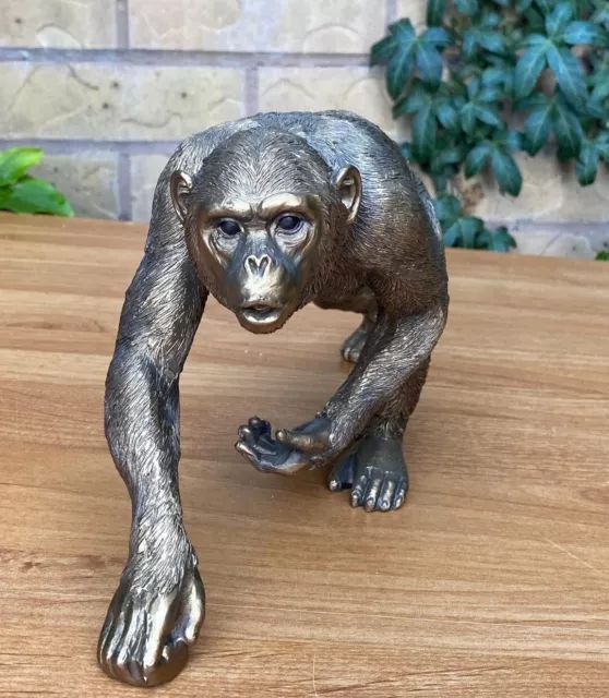 Bronze Colour Chimpanzee Ornament Figurine by Leonardo - Resin Chimp Statue