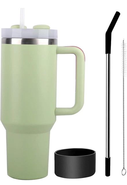 40oz Tumbler With Handle And Straw Lid, Stainless Steel Travel Mug Water Bottle