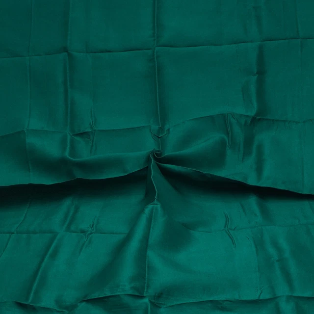 Tissu Sari Vintage En Soie Pure 100% Vert - Longueur ~4.6m, Largeur ~42 Pouces - Artisanal, Inde