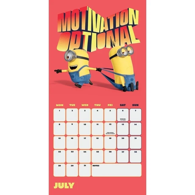 2024 CALENDAR MINIONS Despicable Me Month to View Square Wall Hanging