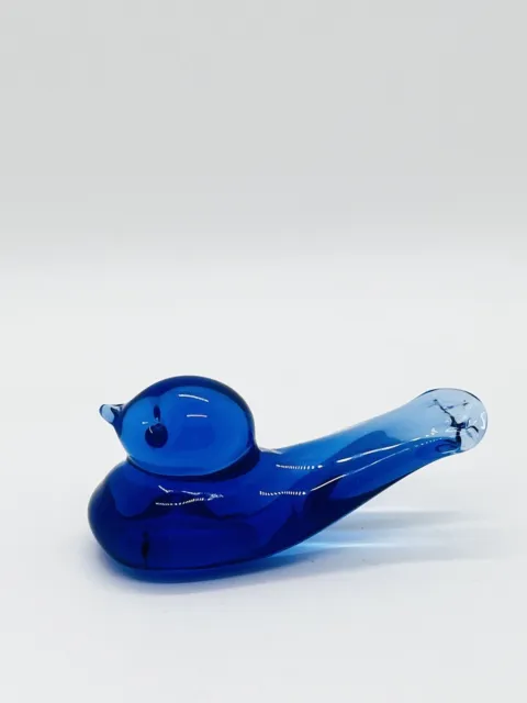 Small Blue Art Glass Bird Signed