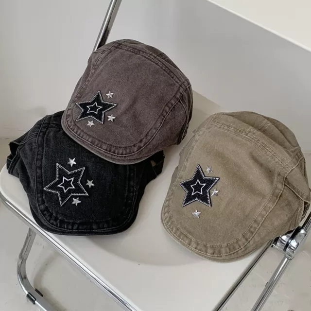 Short Eave Star Cowboy Hat Hexagram Vintage Berets New Make Old Cap  Women