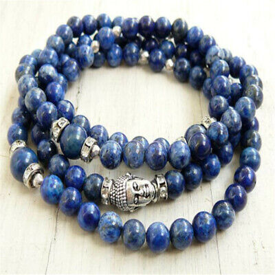 6mm Lapis Lazuli Gemstone Mala Bracelet 108 Beads Reiki Lucky Veins Nepal