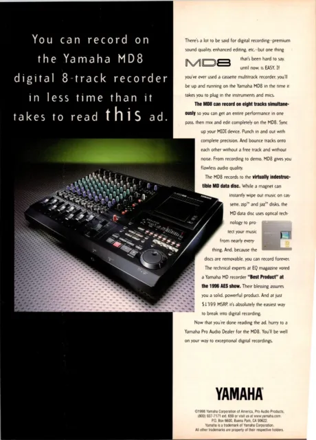 Yamaha MD8 Digital 8-track Recorder Original  Print Ad