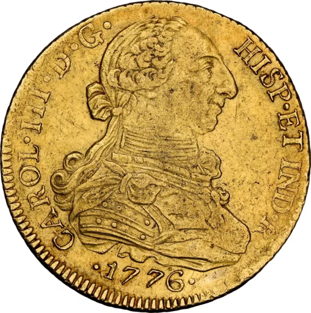 NGC AU 1776 Spanish Chile Gold 8 Escudo Doubloon Antique 1700's Colonial Coin