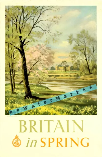 England 1948 Britain In Spring Vintage Poster Print Retro Style Travel Advert