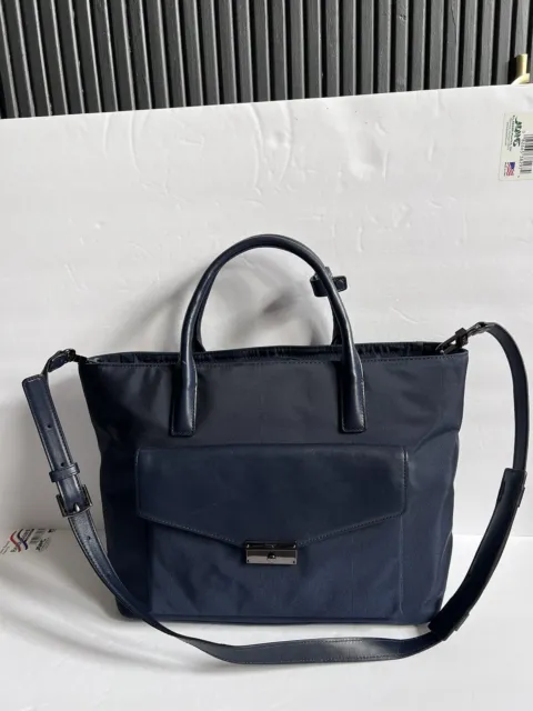 Tumi Larkin Tanya Tote Travel Bag, Blue Ballistic Nylon Leather Trim