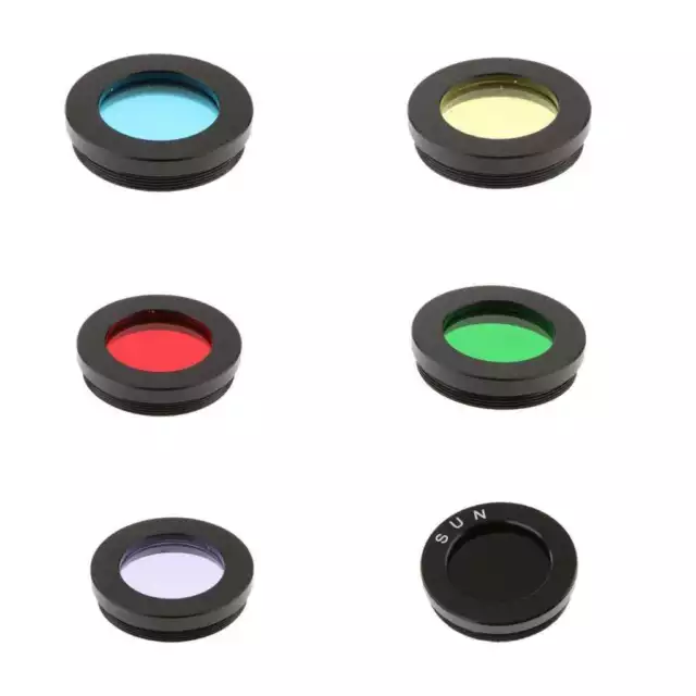 6 Pieces 1.25" Telescope Filter Lens Planet Sun Moon Nebula Color Filters