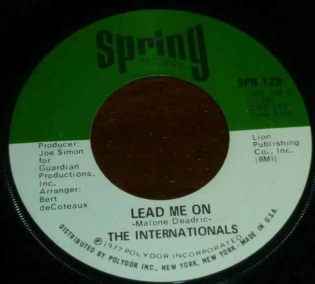 The Internationals 7" 45 Rpm Lead Me On / I Ride Alone R&B Funk Soul Spring