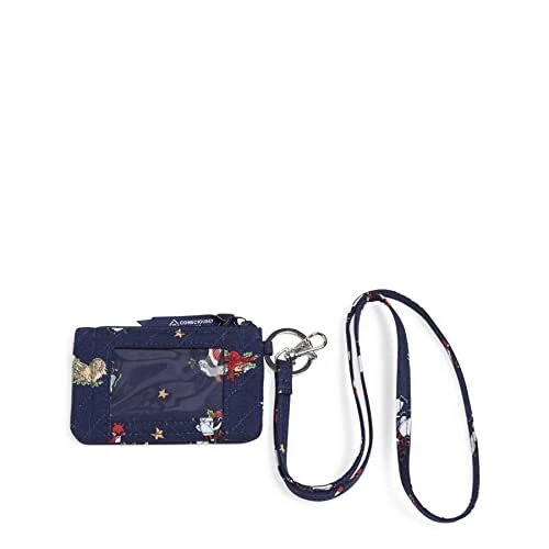 Vera Bradley Zip Id Case and Lanyard Combo Snow Globe Motifs-Recycled Cotton