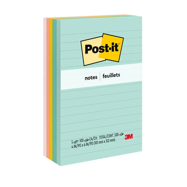 Notes, 4x6 in, 5 Pads, America's #1 Favorite Sticky Notes, Beachside ...