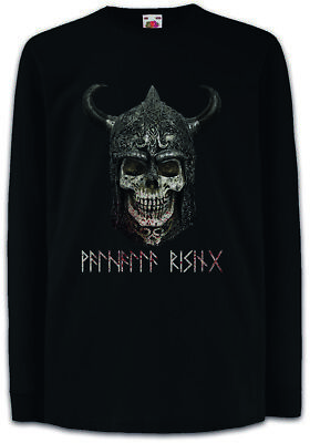 VIKING SKULL I Kids Long Sleeve T-Shirt Runes Valhalla Odin Thor Norse Vikings