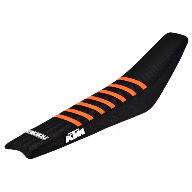 KTM SX 65 2016 - 2023 Ribbed logo Gripper Seat Cover Black Orange Ribs Motocross