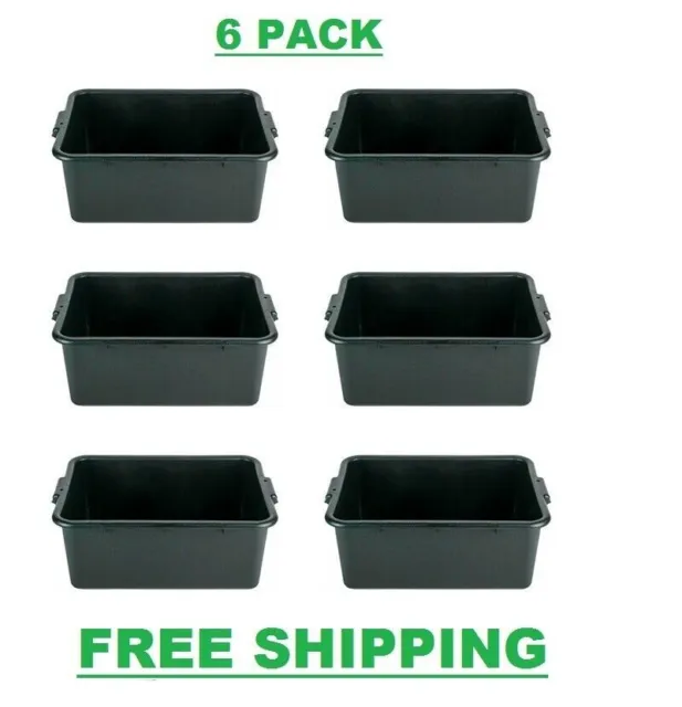 6 Pack 20"x15"x7" Black Polypropylene Bus Plastic Restaurant Dishwasher Tub CPS
