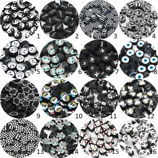 Black/White Tai Chi Polymer Clay Beads Duck Dog Bear Penguin Beads For Diy Brace
