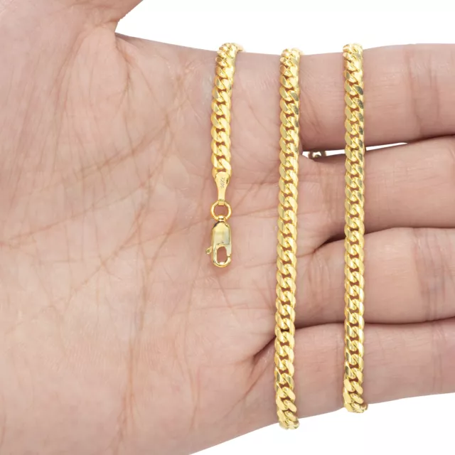 14K Yellow Gold Solid 2.7mm-11mm Miami Cuban Chain Link Necklace Bracelet 7"-30"
