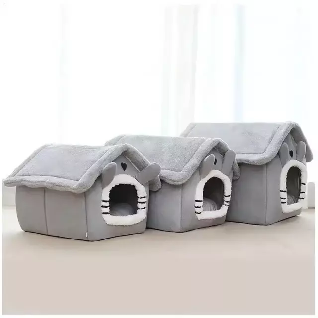 Cozy Indoor Dog House Soft Pet Bed Tent Kennel with Removable Cushion for Pets