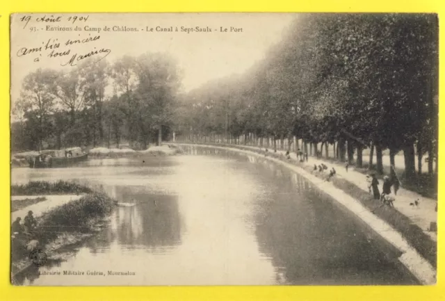 cpa 51 - Env. du Camp de Châlons SEPT SAULX Canal de l'Aisne à La Marne Le PORT