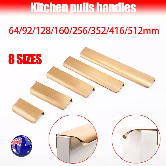 Rose Gold Brass Kitchen Cabinet Handles Lip Pulls Drawer Cupboard Door Knobs AU