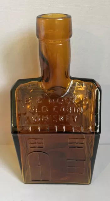 Vintage E.C. Booz's Old Cabin Amber Whiskey Bottle