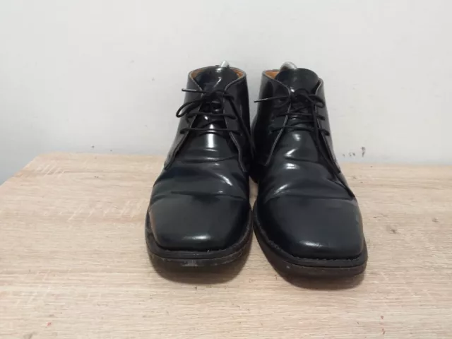 MEN'S BLACK FAUX Leather Ankle Lace Up Chukka Boots Uk Size 9 Eur 43 ...