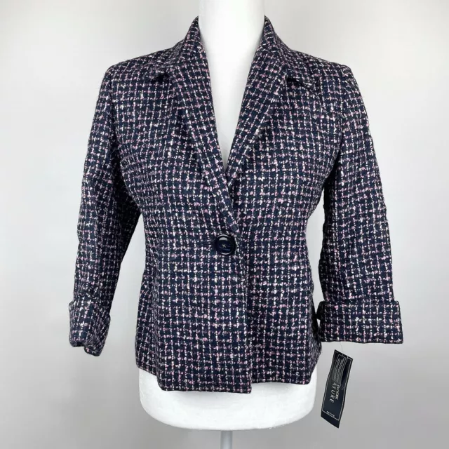 Jones New York Signature Petite Ladies Pink Wool Blend Tweed Blazer CHOOSE SIZE