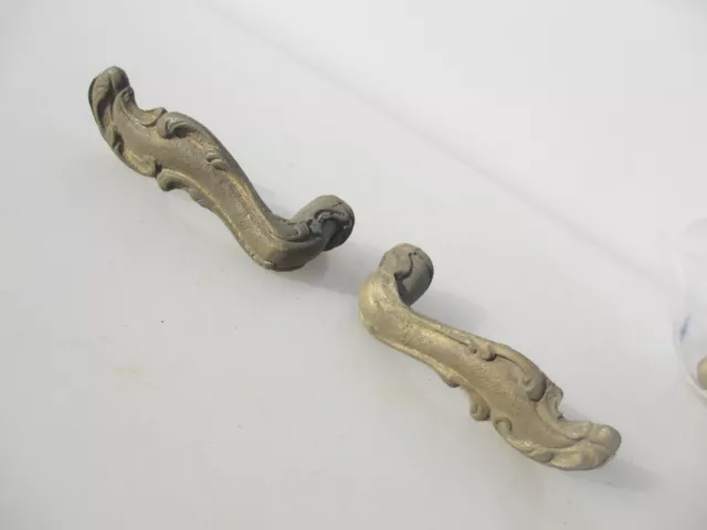 Victorian French Brass Lever Door Handles Knobs Antique Old Plates Vintage