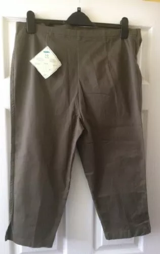 Brand New Maternity Mothercare Khaki Cropped Stretch Trousers Size 10 Rrp £22