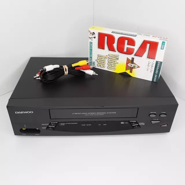 Reproductor de grabadora VHS de alta fidelidad de 4 cabezales Daewoo VCR DV-T5DN, limpiado y probado sin control remoto