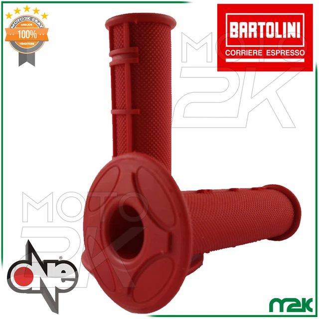 Kit Coppia Manopole Gomma Rosse Manubrio Grip Scooter Vespa Quad Mini Moto One