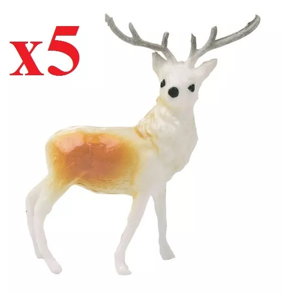 5 x mini Reindeer Christmas Cake Decorations yule log cupcake toppers