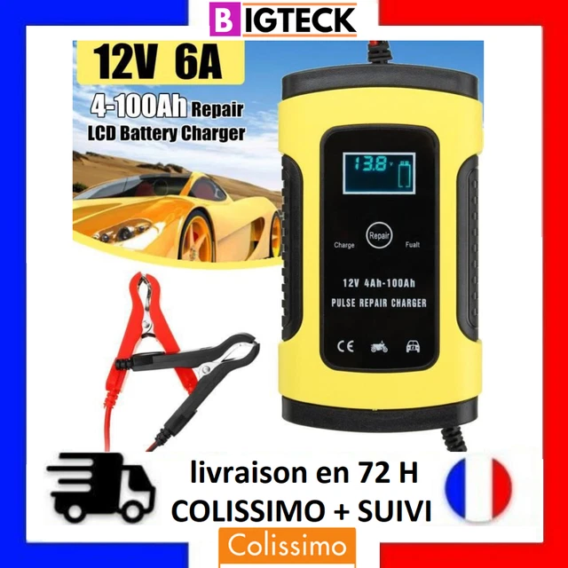 Chargeur de Batterie Portable Numerique Voiture-Moto Ecran LCD 8A 12/24V