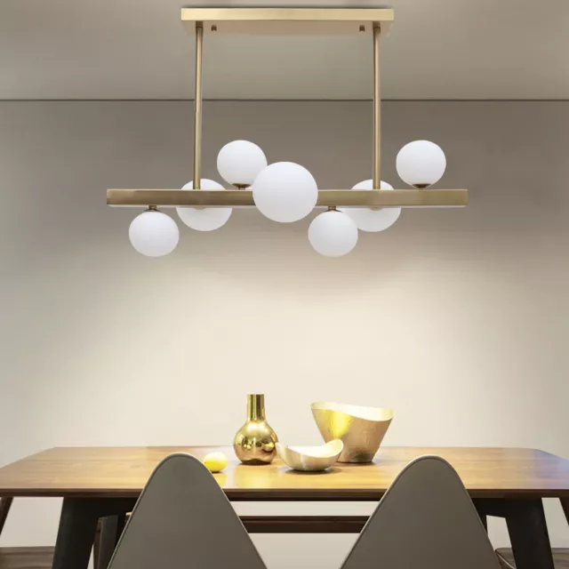 LED 7-Light Glass Bubble Chandelier Ceiling Light Pendant Gold Lamp Fixture