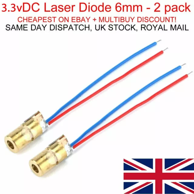 2x Laser diode Brass module. 3.3V, 5mW Red 650nm Diameter 6mm BEST PRICE ON EBAY