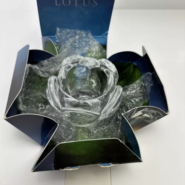 Royal Copenhagen Lead Crystal Glass Candle Denmark Lotus Flower Clear Votive 2