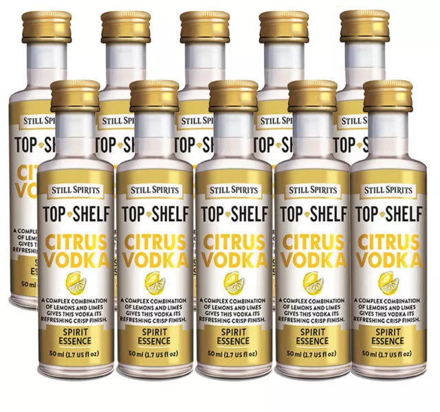 10 x Still Spirits Top Shelf Citrus Vodka Flavouring Essences 50ml Home Brew