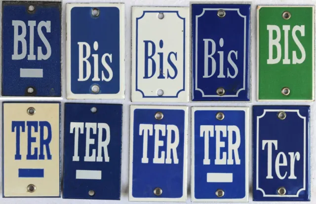 Old French house number BIS TER alternative door gate plate wall enamel sign