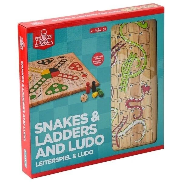 WOODEN SNAKES & Ladders and Ludo Game 2 In 1 Board Game NEW £18.98 ...
