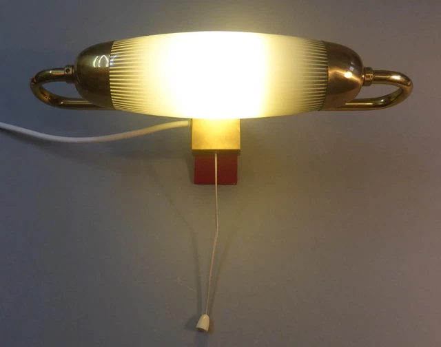 Original Fifties Clip Lamp Wall Lamp Glass Brass Rockabilly Lamp To 1958